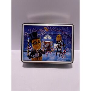 Planters Mr Peanut 2013 Happy Holidays Collectible Tin Silver Blue Rectangular
